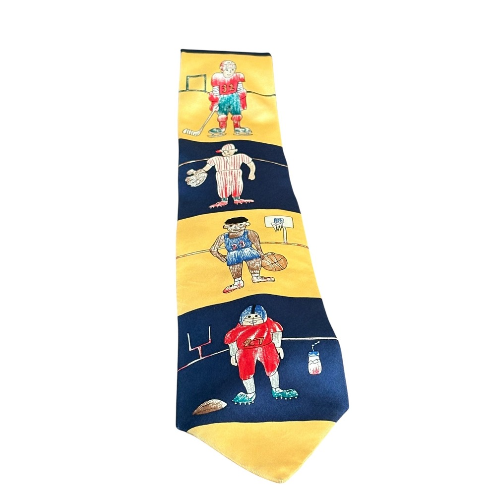 Save‎ the Children Silk Tie Sports Theme Hockey Baseball Basketball Football - Picture 2 of 5